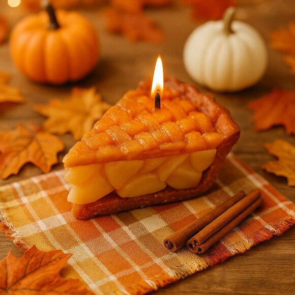 Threshold Apple Pie Slice Candle Unscented Wax 6” Decorative Home Accent ~ 20 Hr - Picture 1 of 4